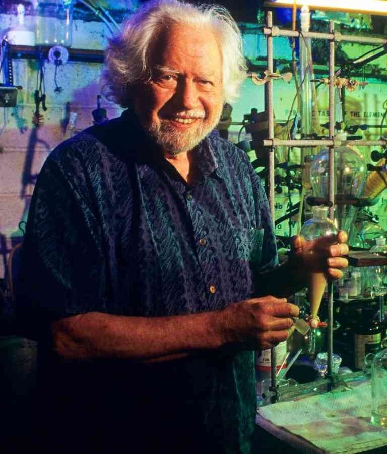 Alexander Shulgin in his legendary home laboratory at the Shulgin Farm in Lafayette, California